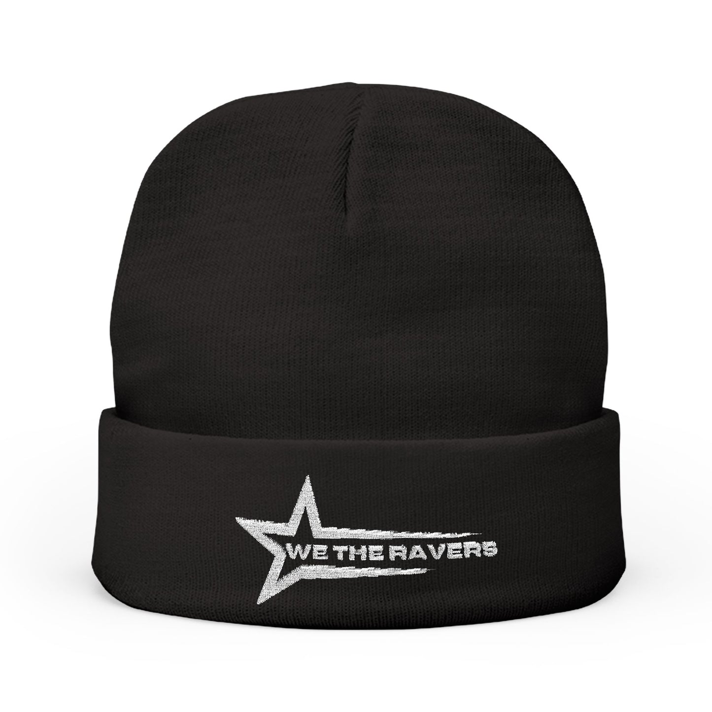 Dark Embroidered Knit Beanie