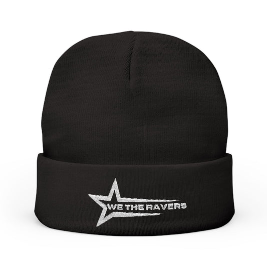 Dark Embroidered Knit Beanie